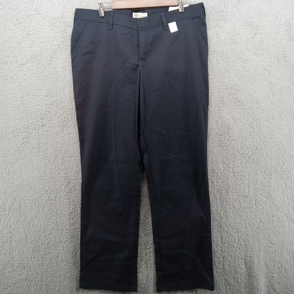 Dickies Pants Womens 14 Navy Blue Occupational Wear Flat Front Chino